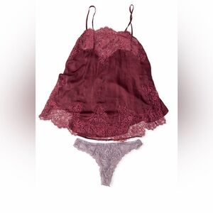 Victoria’s Secret Lace Trim Burgundy Camisole and Panty Set